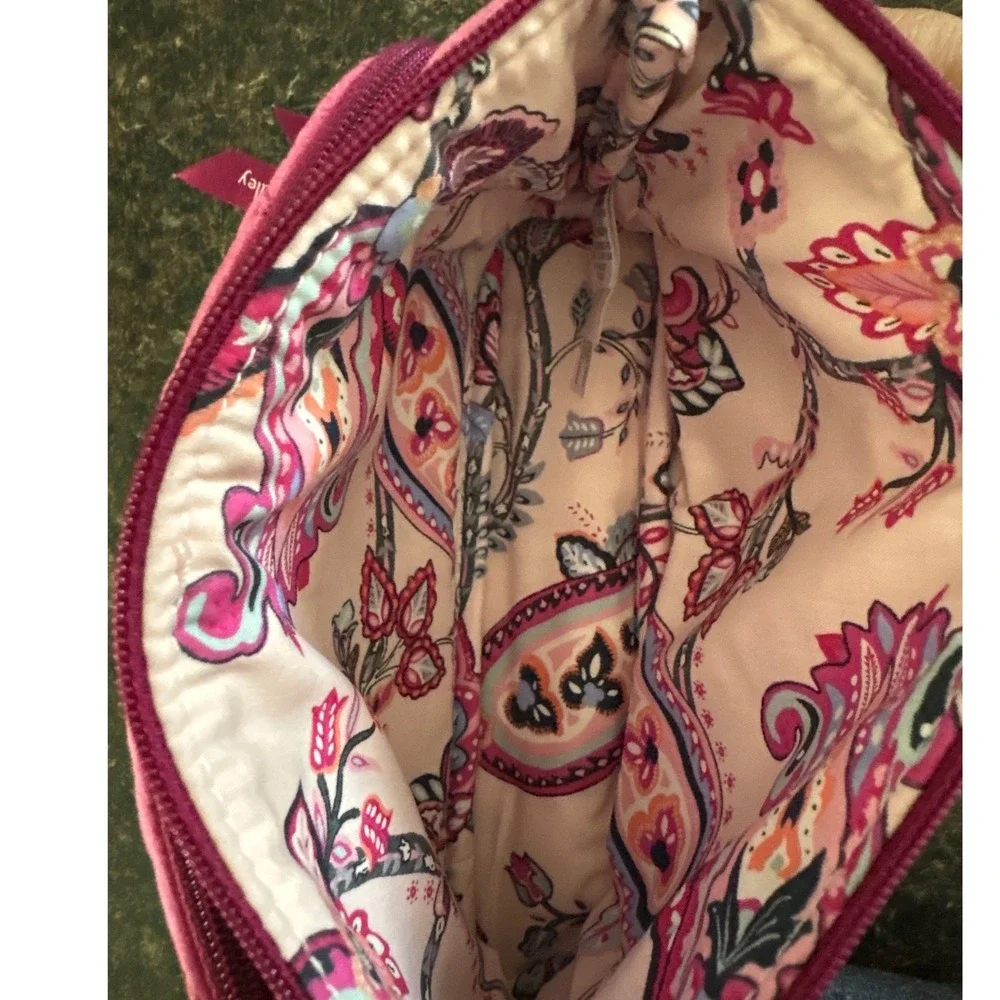 Vera Bradley Magenta Pink Quilted Velvet Cosmetic Bag Travel Organizer Pouch